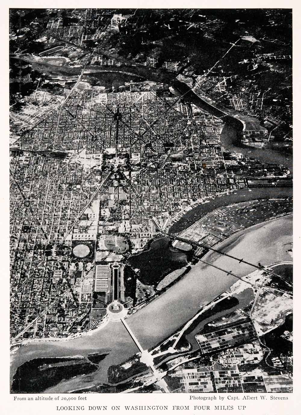 1931 Halftone Print Washington D. C. Aerial Cityscape Historic Landmarks NGM4