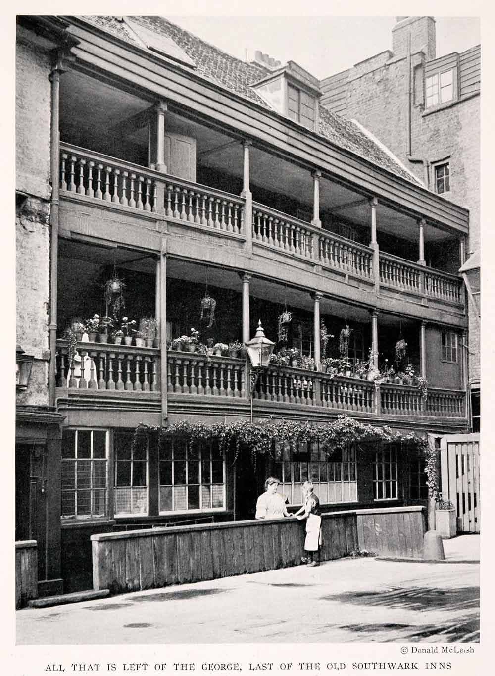 1932 Halftone Print Southwark Inn London Hotel Resort Donald McLeish NGM4