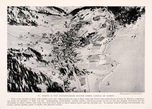 1932 Halftone Print St. Moritz Switzerland Aerial Cityscape Winter Sport NGM4