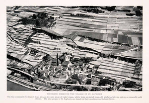 1932 Print St. Saphorin Switzerland Aerial Cityscape Cultivated Landscape NGM4