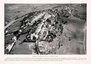 1932 Halftone Print Romont Switzerland Aerial Cityscape Savoy Dukes Town NGM4