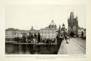 1917 Print Bridge Tower Architecture Prague Czech Republic Historical Image NGM5