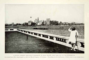 1917 Print Ellis Island Immigrant New York Harbor Cityscape Historical View NGM5