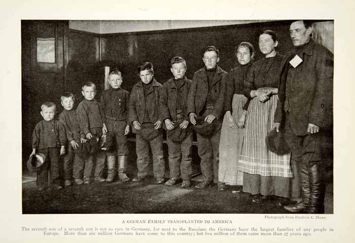 1917 Print American Immigrants German Family Traditional Costume