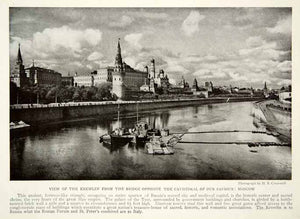 1917 Print Moscow Red Square Kremlin Cityscape Architecture Historical View NGM5