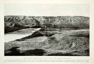 1919 Print Alberta Canada Landscape Red Deer River Waterway Historical View NGM5