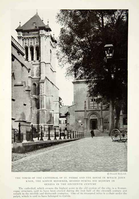 1919 Print Saint Pierre Cathedral Geneva Switzerland John Knox Architecture NGM5