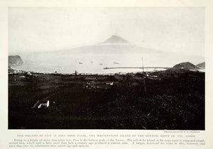 1919 Print Atlantic Ocean Faial Fayal Island Pico Volcano Landscape Image NGM5