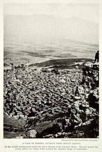 1920 Print Mount Silpius Antioch Antakya Turkey Image Cityscape Historical NGM5