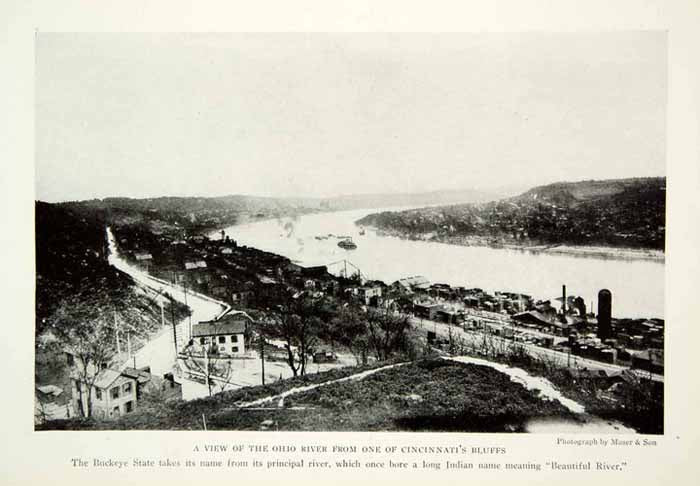 1920 Print Ohio River Cincinnati Landscape Bluffs View Historical Image NGM5