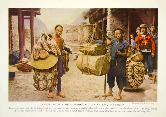 1920 Color Print Bamboo Vendors Sze Chuan Min Valley Historical Image View NGM5