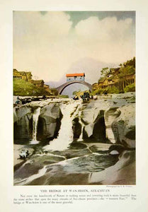 1920 Color Print Bridge Wan Hsien Sze Chuan China Architecture Historical NGM5
