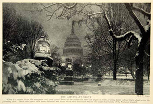 1920 Rotogravure Washington D.C. Night Scene Capitol Dome Capital Historic NGM5