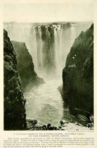1920 Rotogravure Victoria Falls Zambezi River South Africa Waterfall Image NGM5