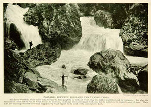 1920 Rotogravure Waterfalls Rapids Presland Tannin India Landscape Historic NGM5