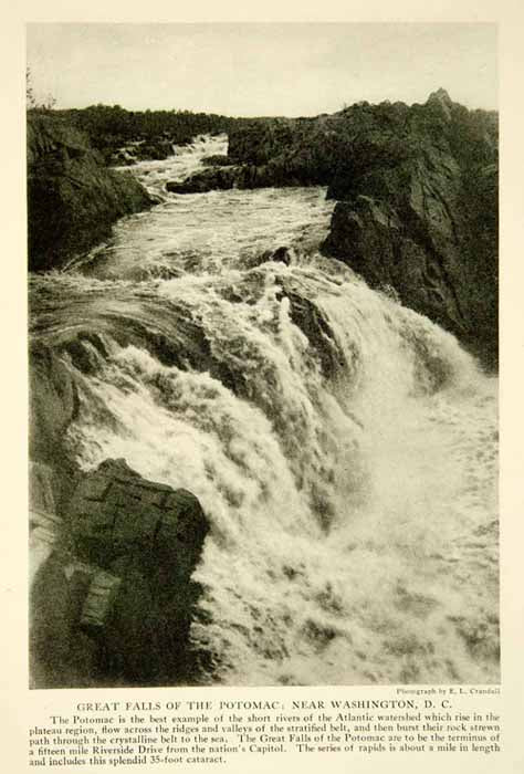 1920 Rotogravure Great Falls Potomac River Washington D.C. Historical Image NGM5