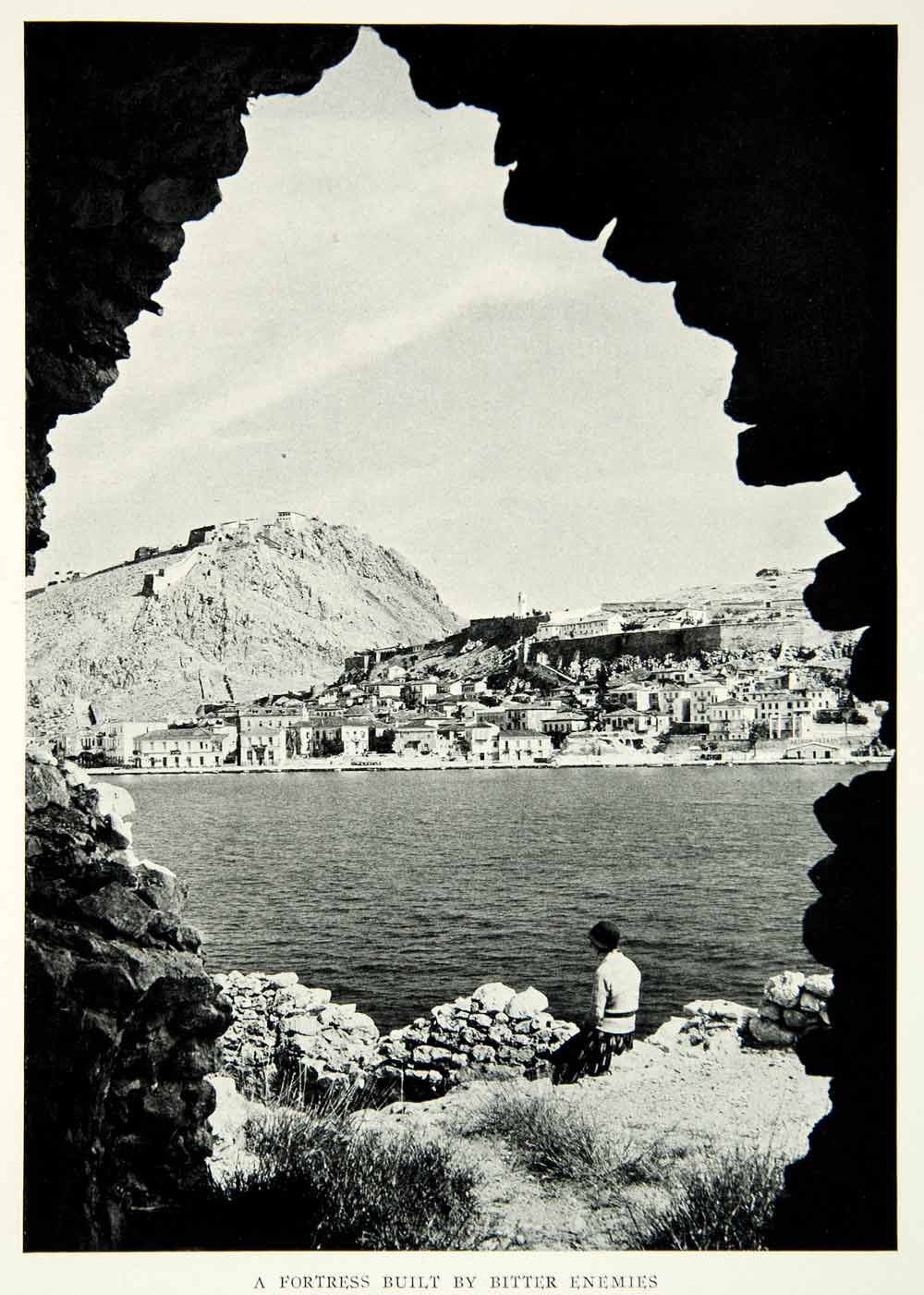 1930 Print Palamidi Hill Nauplia Fortress Greece Venetian Turk Themistocles