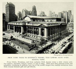 1930 Print Library New York Cityscape Street Scene 5th Avenue Architecture NGM7