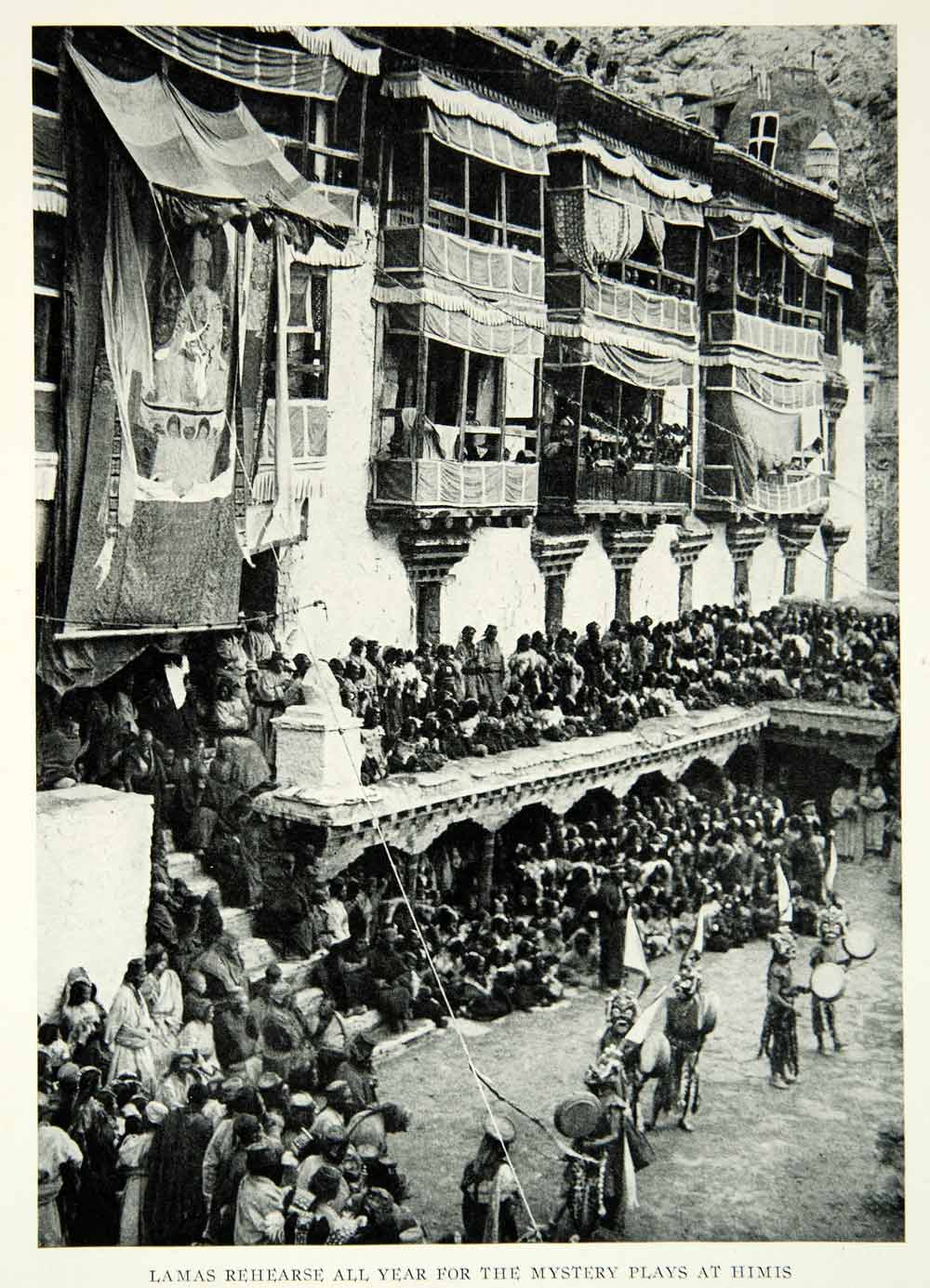 1931 Print Lama Himis Monastery Play Theater Dance Tibet Cityscape Religion NGM7