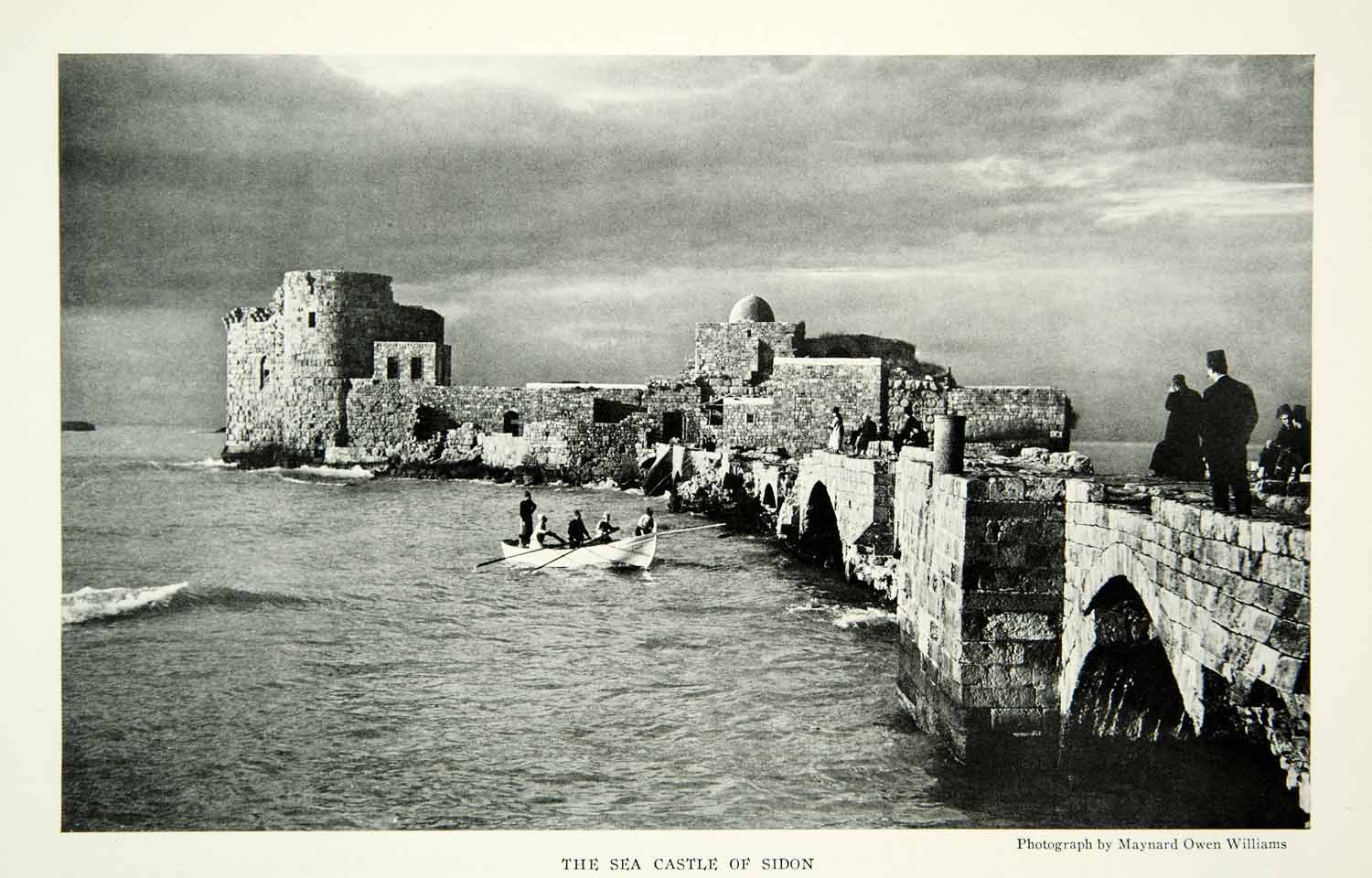 1931 Print Sidon Lebanon Sea Castle Port Mediterranean Ruins Crusaders Boat NGM7