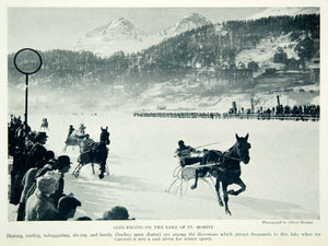 1922 Print St. Moritz Lake Sled Horse Racing Engadine Valley Switzerland NGM7