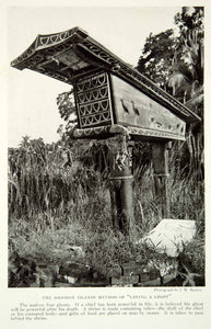 1921 Print Solomon Islands Oceania Papua New Guinea Shrine Ghost Relics NMG7