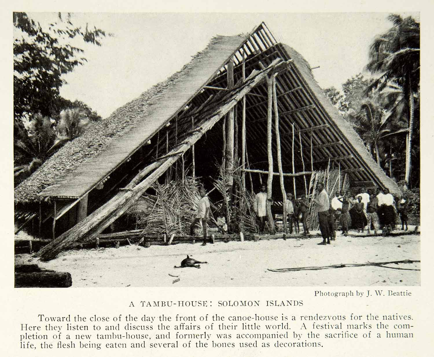 1921 Print Tambu House Solomon Islands Oceania Native Indigenous Hut Home NGM7