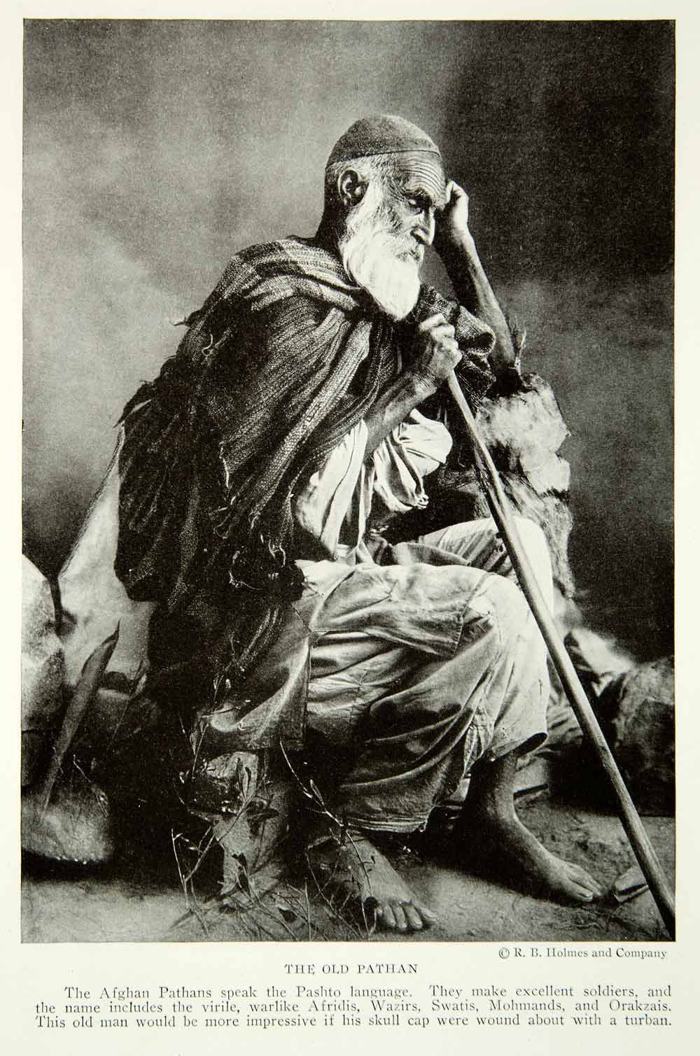 1921 Print Old Pathan Man Portrait Afghanistan Ethnic Persian Traditional NGM7 - Period Paper
