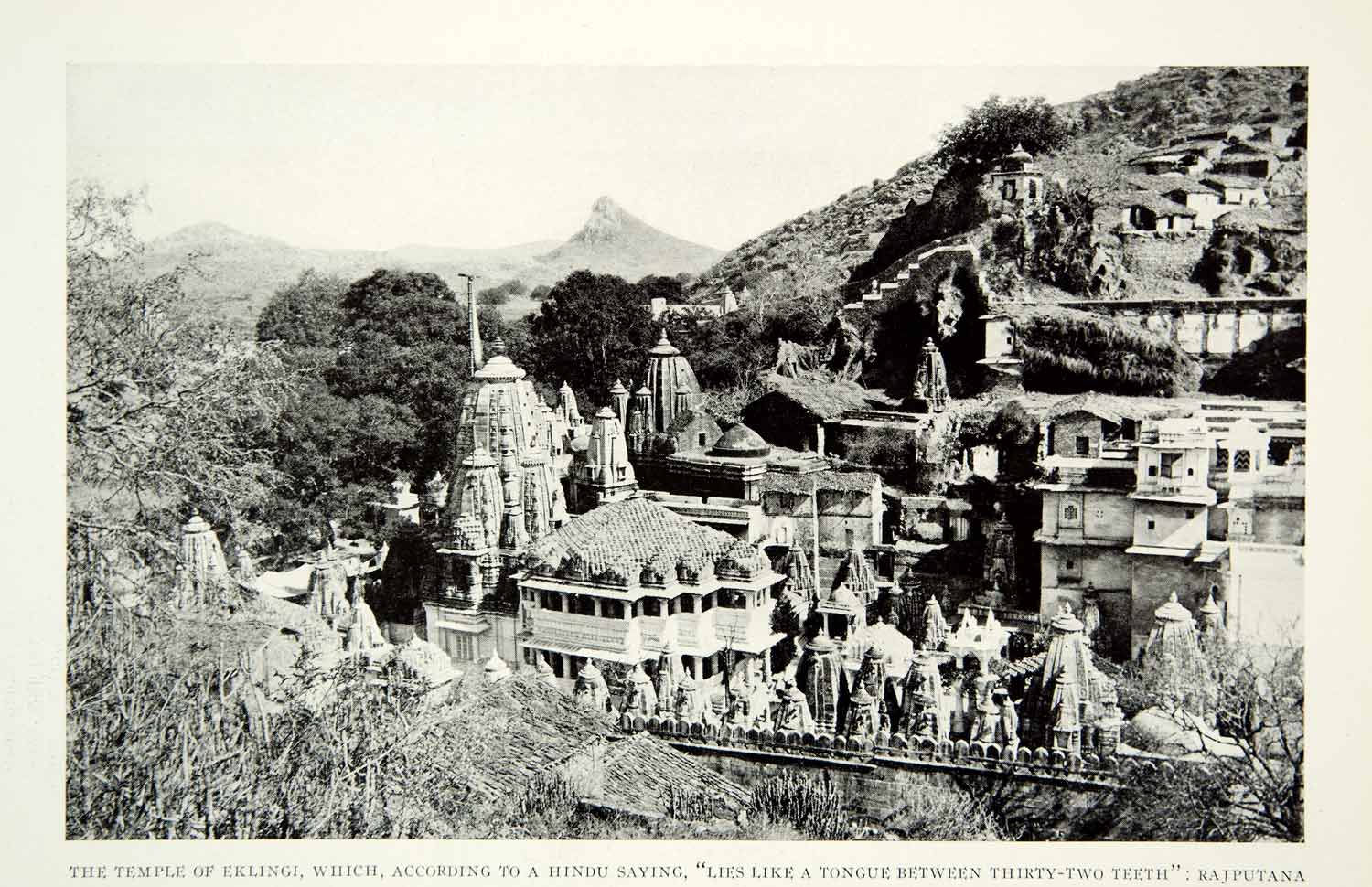 1921 Print Eklingji Hindu Temple Udaipur District Rajasthan India Landscape NGM7