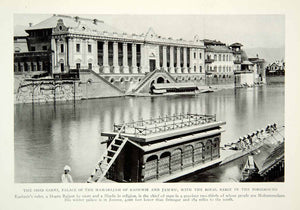 1921 Print Sher Garhi Palace Maharajah Kashmir Jammu Barge Royalty River NGM7