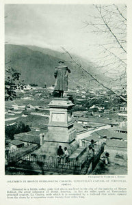 1921 Print Columbus Bronze Statue Caracas Venezuela Cityscape Mountain Kids NGM7