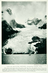 1921 Print Balmaceda Glacier Chile Mountains Landscape Lake South America NGM7