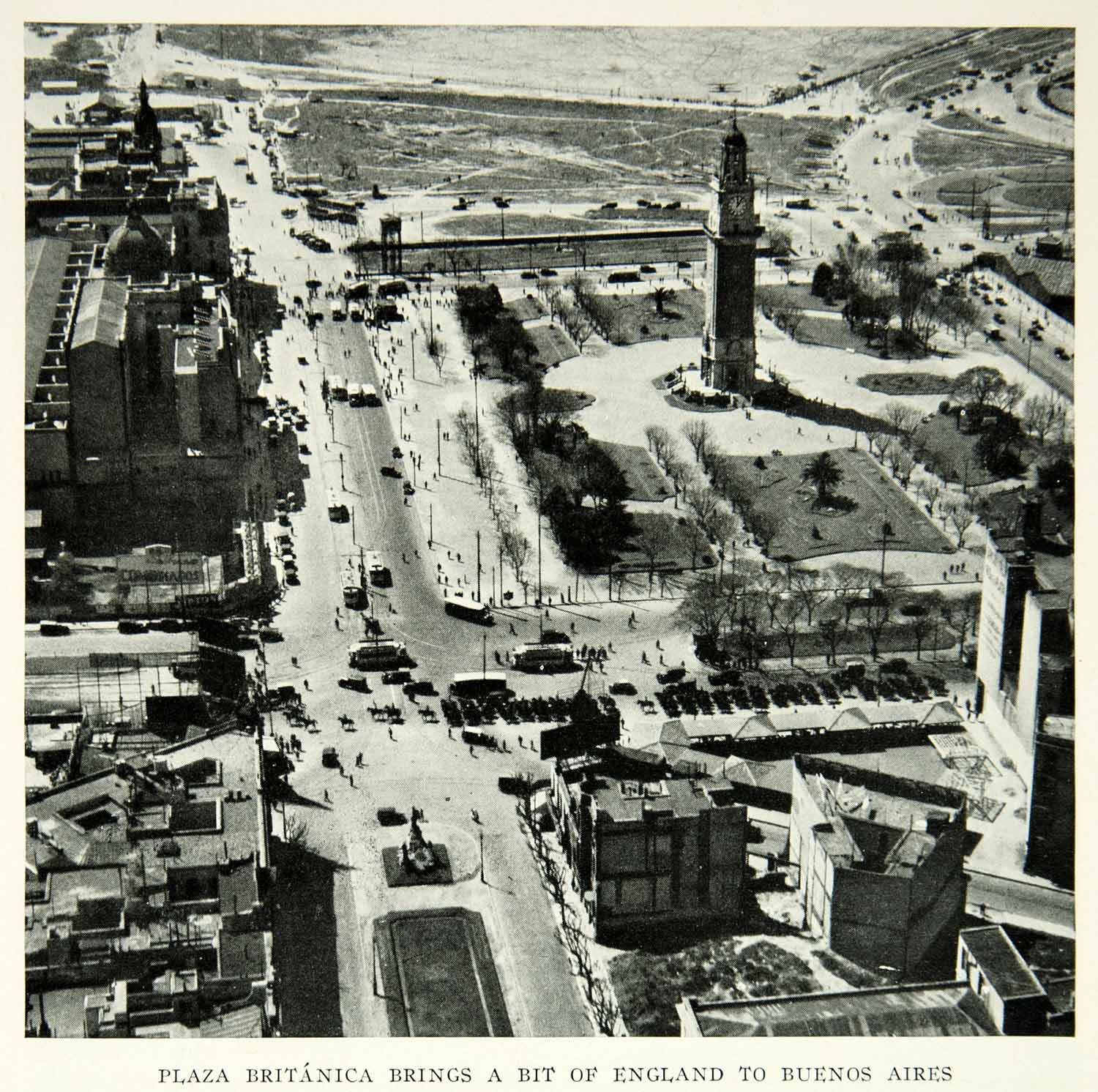 1931 Print Plaza Britanica Buenos Aires Argentina Aerial View Retiro Tower NGM7
