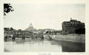 1922 Print Tiber River Rome Roman Vatican Italian Saint Peter's Cathedral NGM8