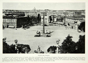 1922 Print Egyptian Obelisk Piazza Del Popolo Rome Cityscape Architecture NGM8