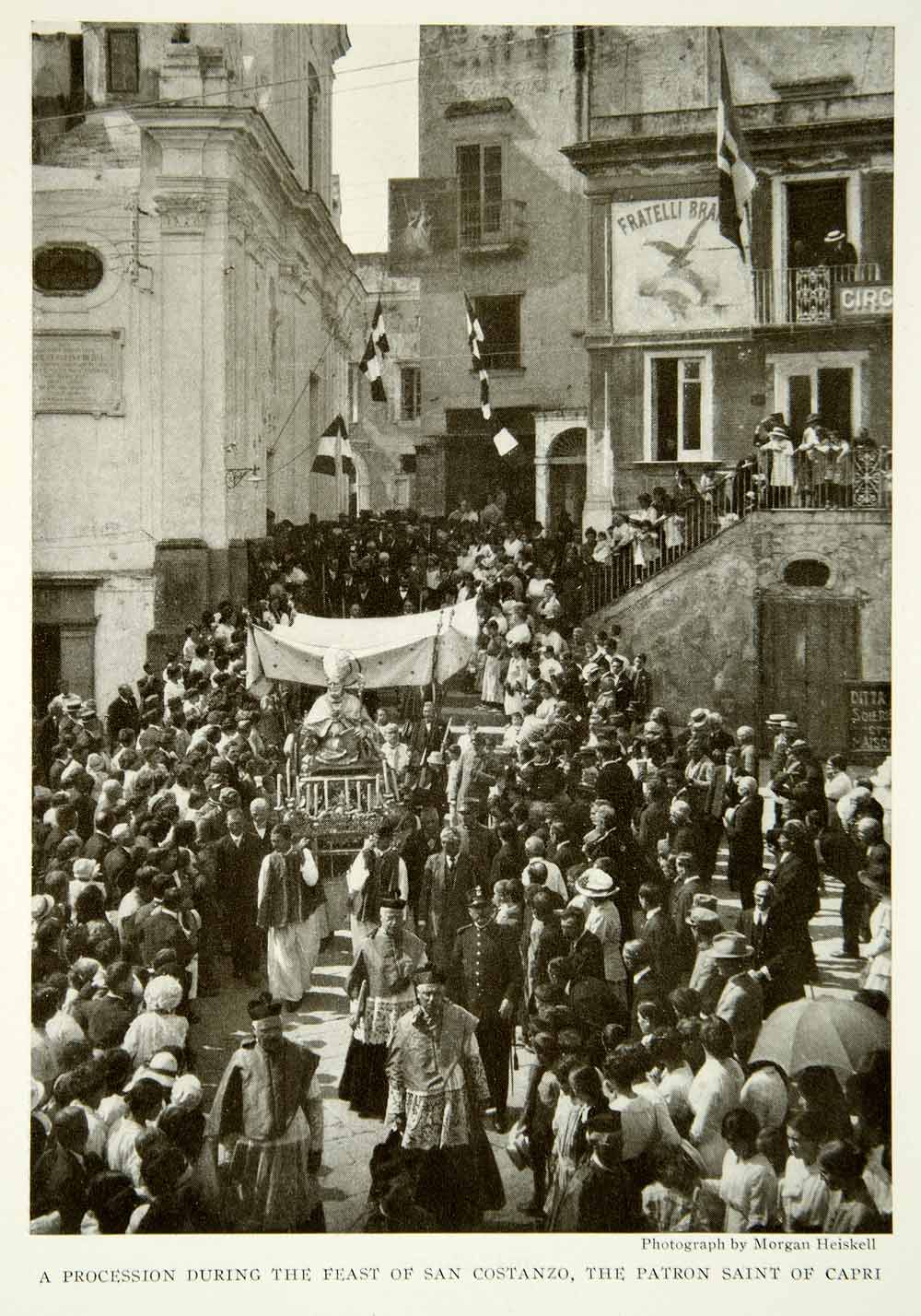 1922 Print Capri Mediterranean Island Feast San Costanzo Procession Image NGM8