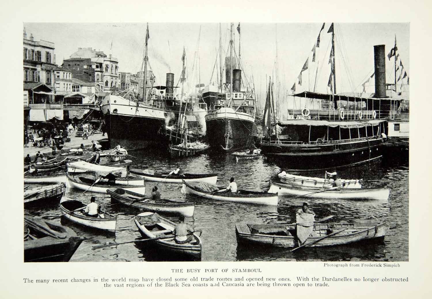 1922 Print Istanbul Constantinople Port Harbor Ship Vessel Historical Image NGM8