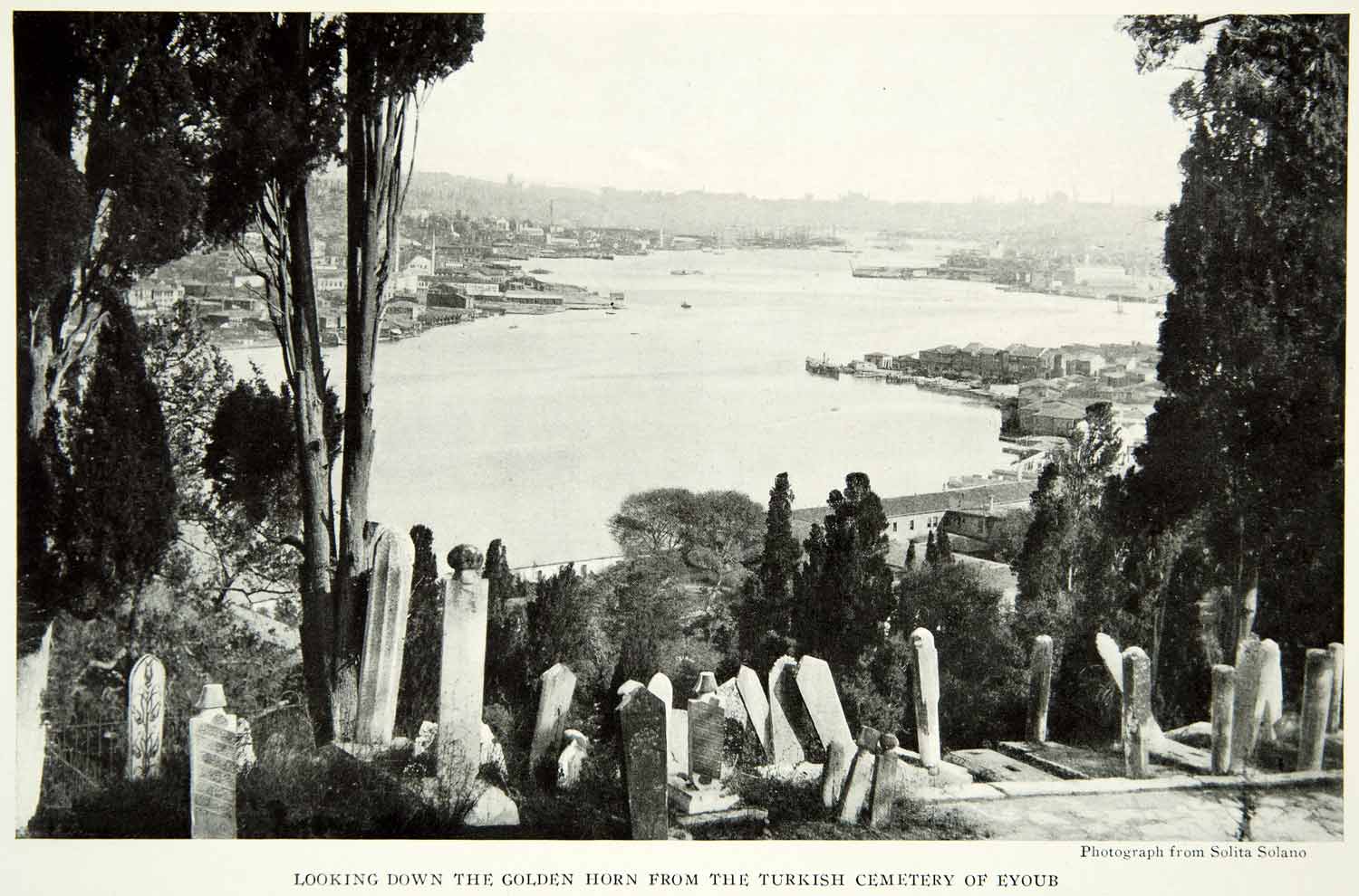 1922 Print Constantinople Istanbul Turkish Cemetery Eyoub Landscape Image NGM8