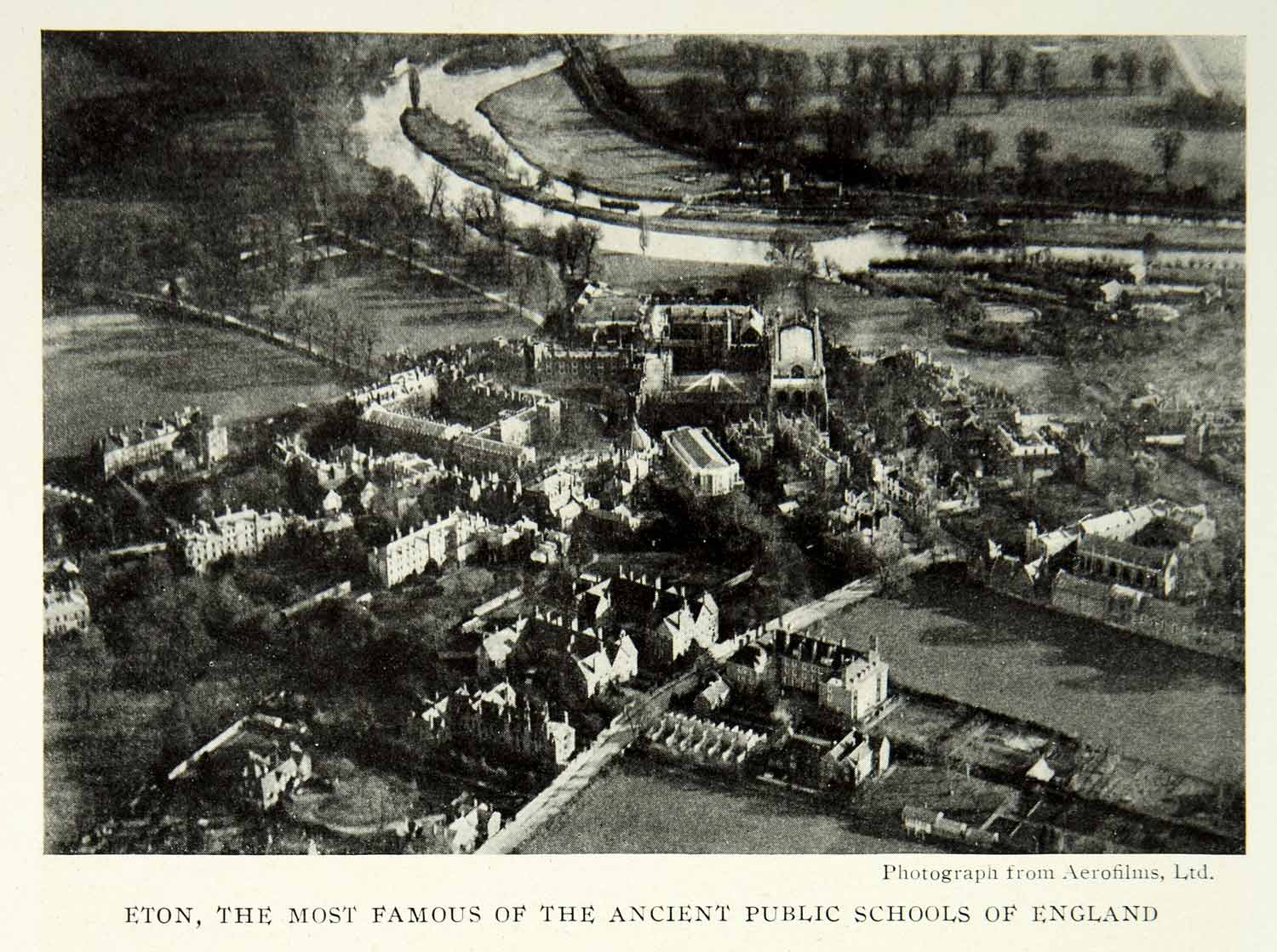 1922 Print Eton College Ancient British School England College Berkshire NGM8