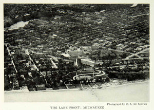 1922 Print Milwaukee Wisconsin Lake Michigan Cityscape Aerial View Historic NGM8