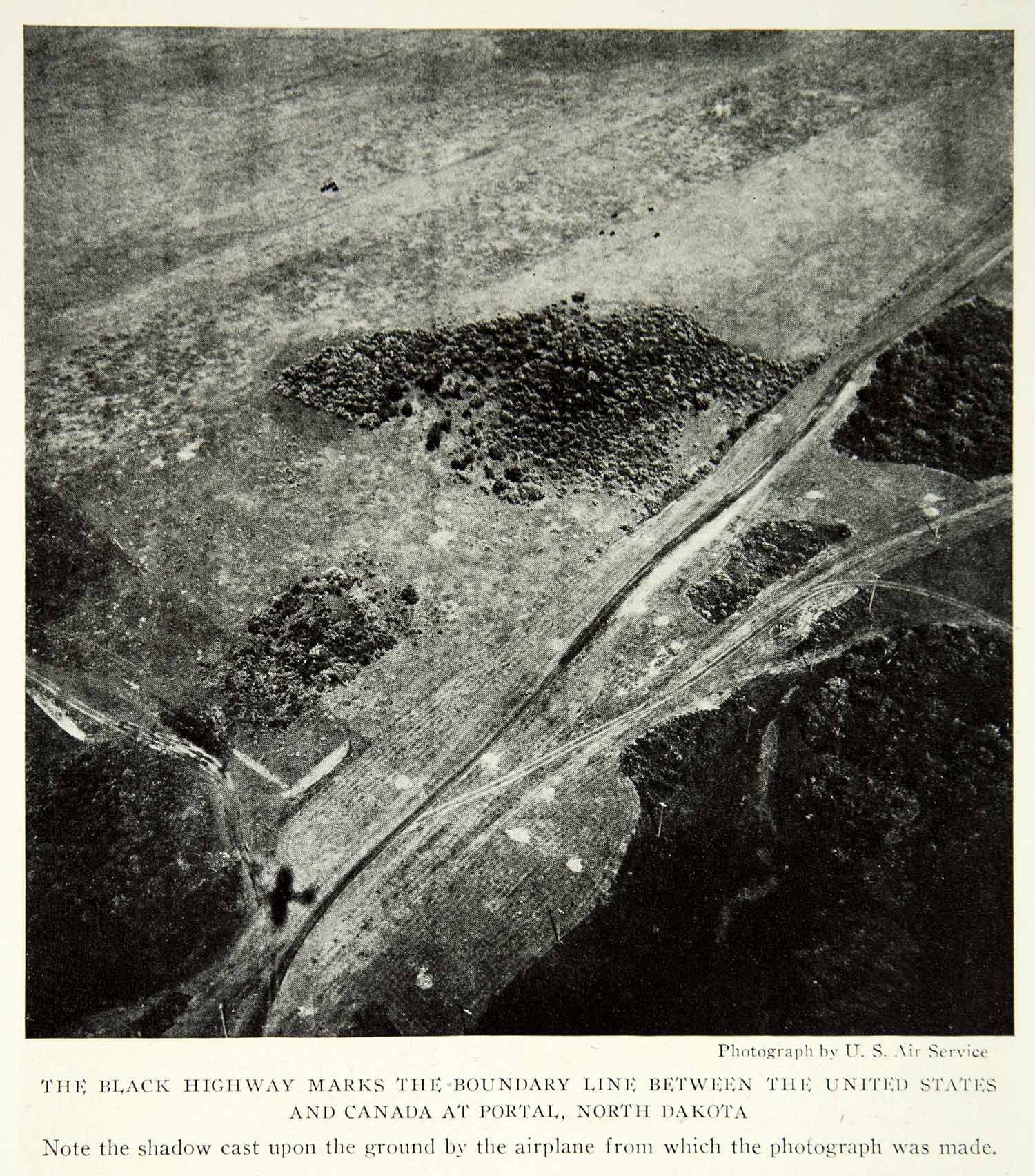 1922 Print Boarder United States Canada Portal North Dakota Boundary Aerial NGM8