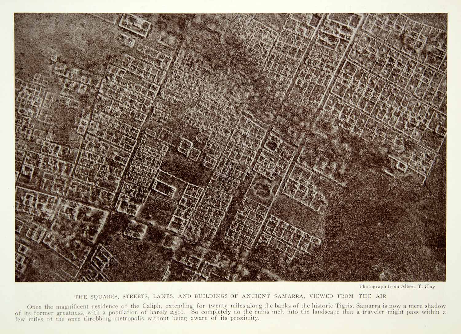 1922 Print Samarra Iraq Ancient Cityscape Aerial View Historical Image Road NGM8
