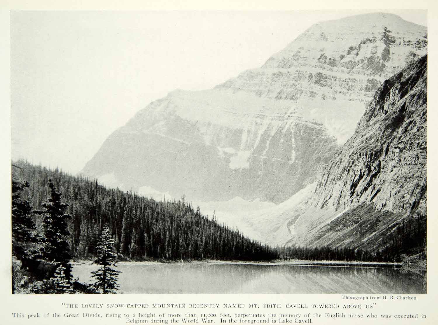 1922 Print Mount Edith Cavell Lake Jasper Nationa Park Canada Landscape NGM8