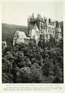 1922 Print  Schloss Eltz Castle Germany Rhine River Valley Fortress Image NGM8