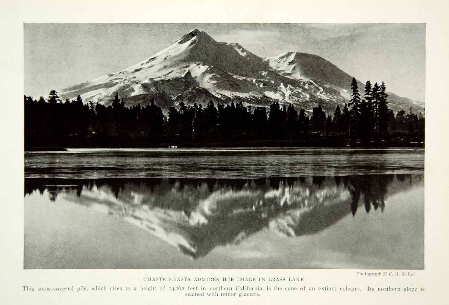 1922 Print Grass Lake Chaste Shasta Northern California Mountain Landscape NGM8