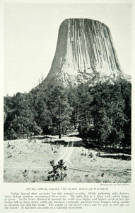 1922 Print Devils Tower Black Hills Wyoming Landscape Cliff Historical NGM8