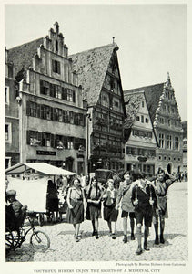 1931 Print Dinkelsbuhl Market Square German Younth Hikers Architecture NGM8