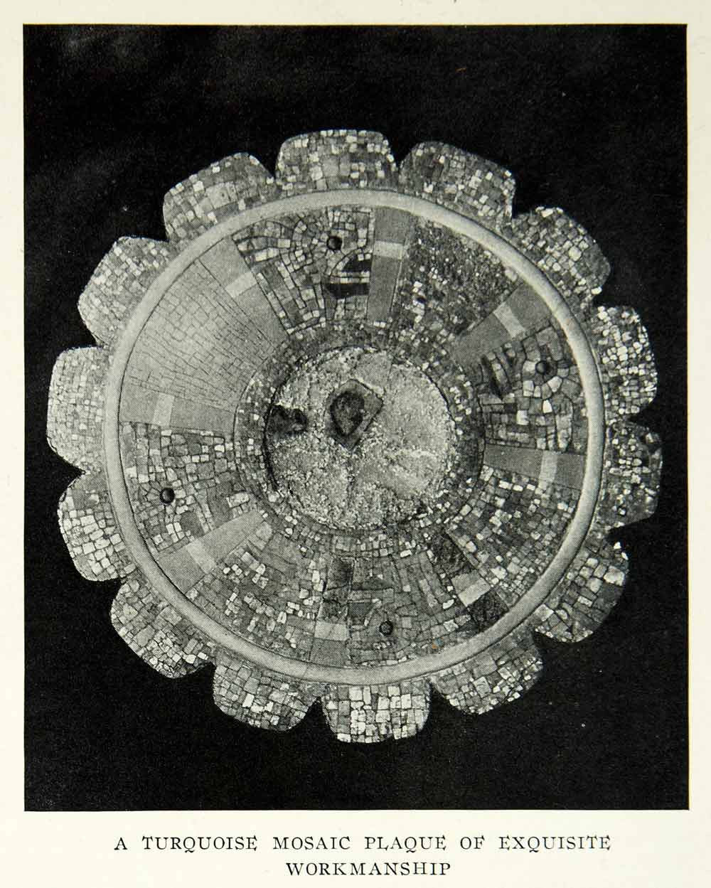 1931 Print Turquiose Mosaic Archeology Chichen Itza Ancient Historical NGM8
