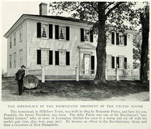 1931 Print Franklin Pierce Home Hillsboro Town New Hampshire Historical NGM8