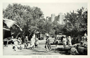 1931 Print Girishk Afghanistan Town Street View Castle Ruins Historical NGM8